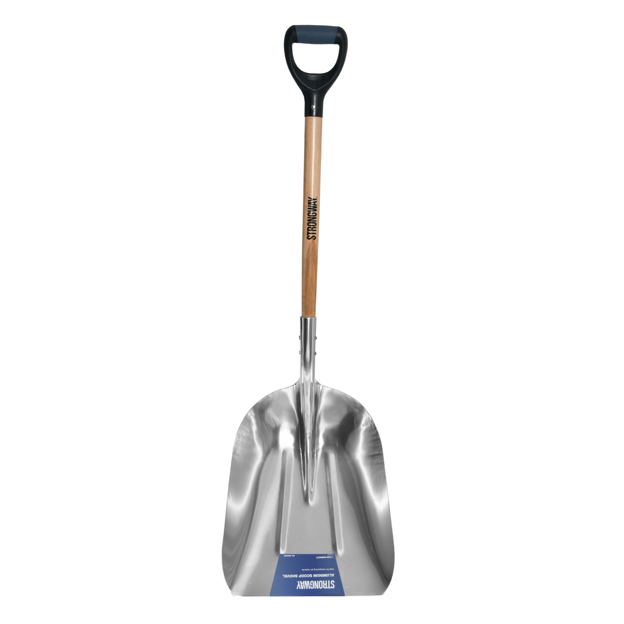 Strongway Scoop Shovel, 14.17in. Aluminum Blade, 24in. Wood D-Handle